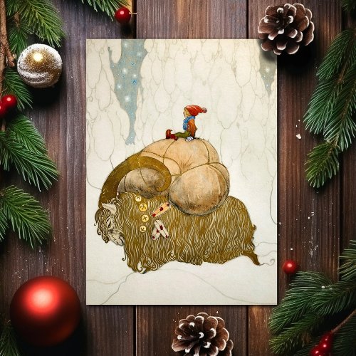 Vintage Yule Goat Art Christmas Card