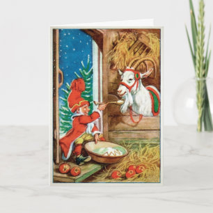 Vintage Yule Goat Odd Holiday Card