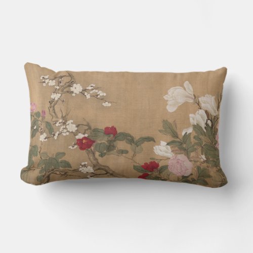 Vintage Yun Shouping Floral Art Throw Pillow