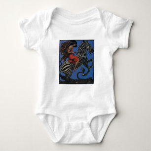 Vintage Zebra Art Nouveau Woman Baby Bodysuit