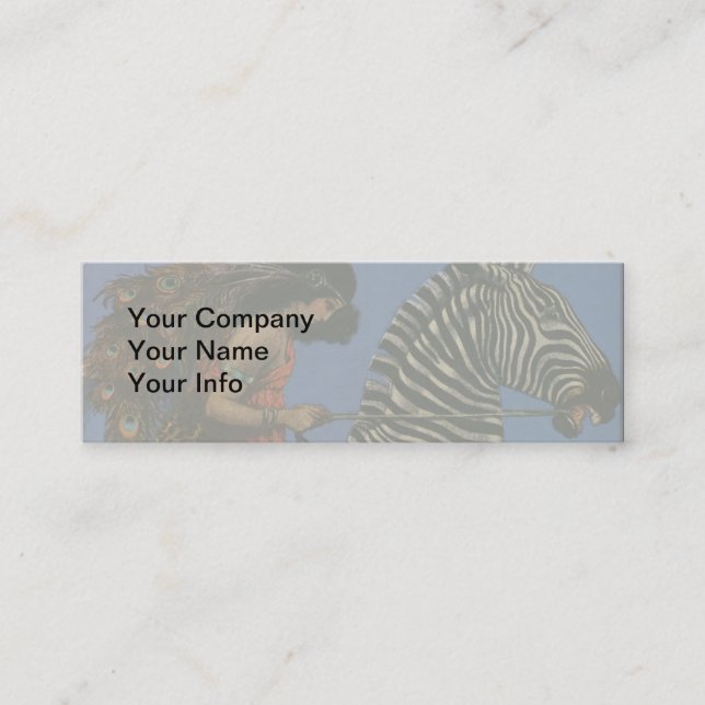 Vintage Zebra Art Nouveau Woman Mini Business Card (Front)