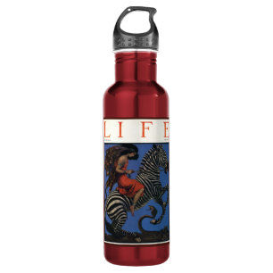 Vintage Zebra Art Nouveau Woman Stainless Steel Water Bottle