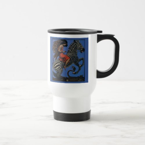 Vintage Zebra Art Nouveau Woman Travel Mug