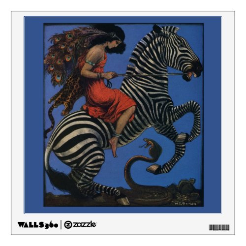 Vintage Zebra Art Nouveau Woman Wall Sticker