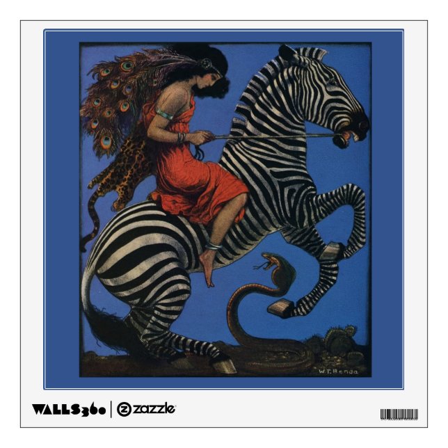 Vintage Zebra Art Nouveau Woman Wall Sticker (Front)