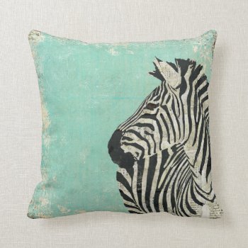 Vintage Zebra Blue  Mojo Pillow by Greyszoo at Zazzle