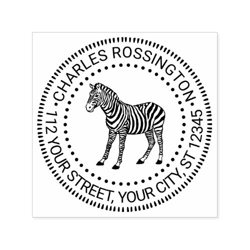 Vintage Zebra Drawing Name Return Address Self_inking Stamp