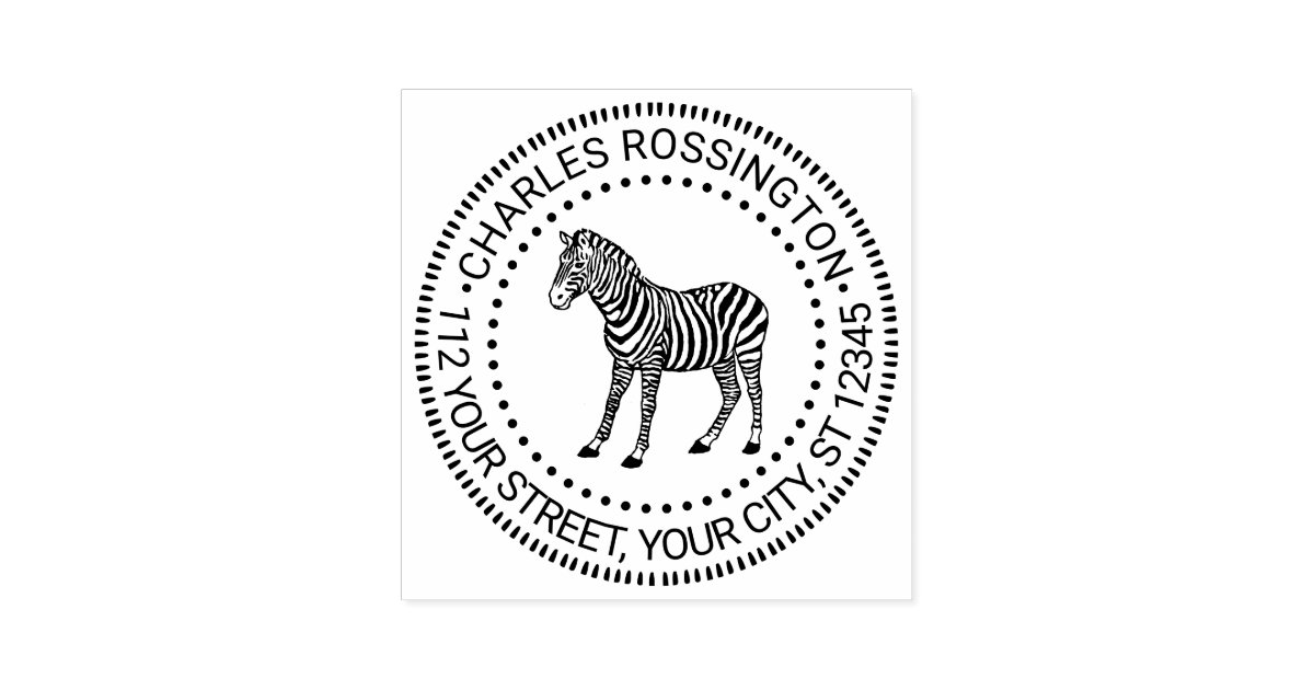 Vintage Zebra Drawing Name Return Address Self-inking Stamp | Zazzle