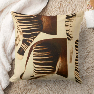 Vintage Zebra Hind Quaters Illustration Throw Pillow