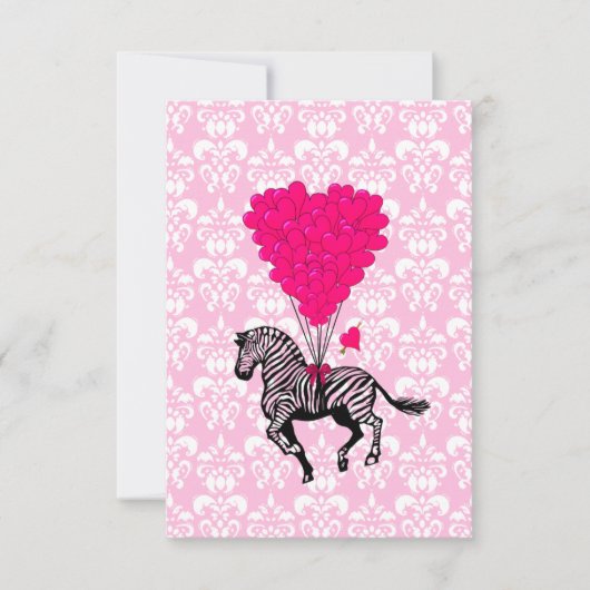 Vintage zebra & pink heart balloons (Front)