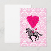Vintage zebra & pink heart balloons (Front/Back)