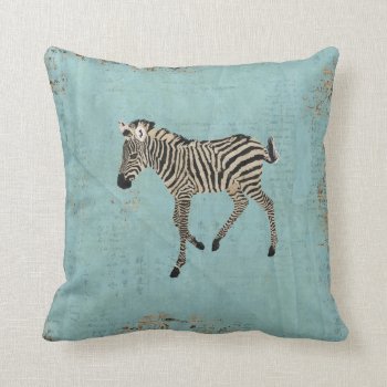 Vintage Zebra Powder Blue Mojo Pillow by NicoleKing at Zazzle