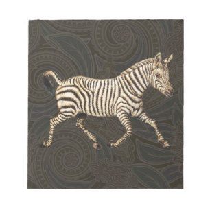 Vintage zebra running with paisley design notepad