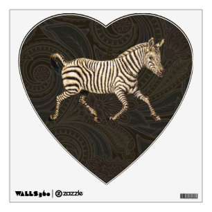Vintage zebra running with paisley design wall sticker