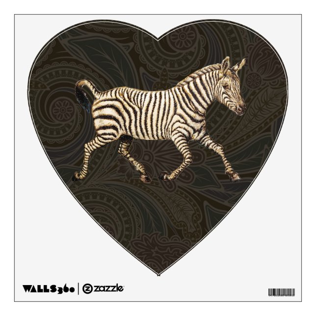 Vintage zebra running with paisley design wall sticker (Front)