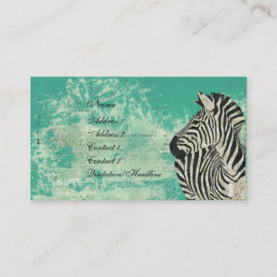 Vintage Zebra Turquoise Business Card/Tags Card