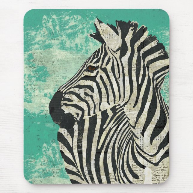 Vintage Zebra Turquoise Mousepad (Front)