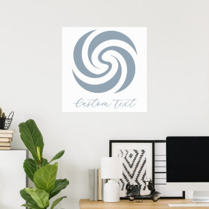 Vintage Zen Spiral Mineral Blue with Custom Text Poster