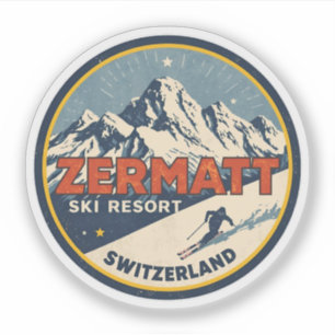 Vintage ZERMATT ski Switzerland nature gifts Sticker