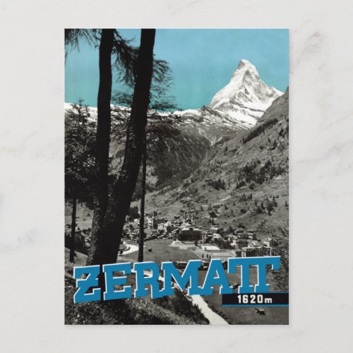 Vintage Zermatt Switzerland Matterhorn Travel Post Postcard