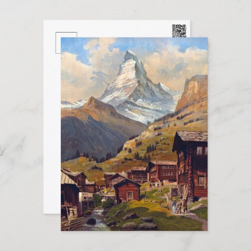 Vintage Zermatt Switzerland Matterhorn Travel Postcard