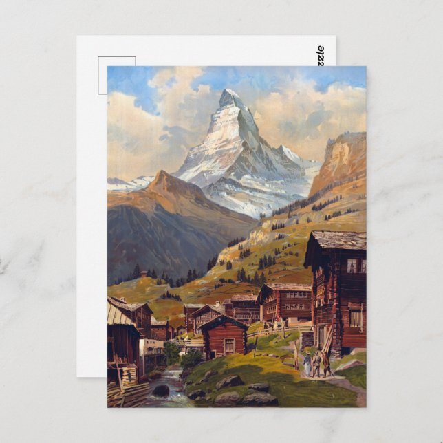 Vintage Zermatt Switzerland Matterhorn Travel Postcard (Front/Back)