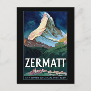 Vintage Zermatt Switzerland Matterhorn Travel Postcard