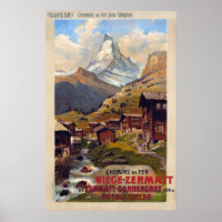Vintage Zermatt Switzerland Matterhorn Travel