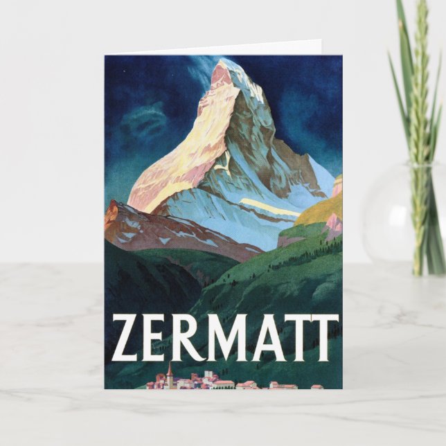 Vintage Zermatt SwitzerlandMatterhorn Travel Card (Front)