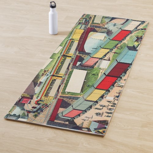 Vintage Zig_zag Passenger and Freight Train Travel Yoga Mat