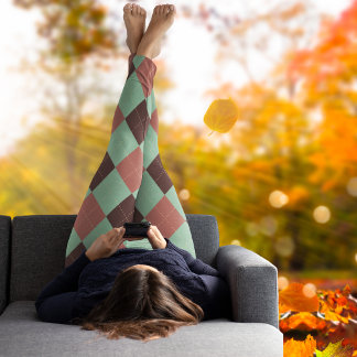 Vintage zigzag Fall colors cute pattern Leggings