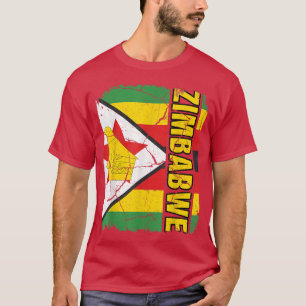 Vintage Zimbabwe Flag Zimbabwe Pride Roots Herit T-Shirt