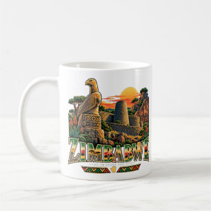 Vintage Zimbabwe Travel Art Landmark Coffee Mug