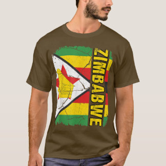 Vintage Zimbabwean Flag Zimbabwe Pride Roots Herit T-Shirt