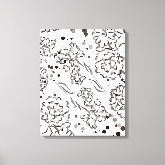 Vintage Zinnia Flowers Drawing Canvas Print (Front)