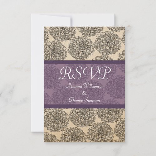 Vintage Zinnia Response Card, Purple