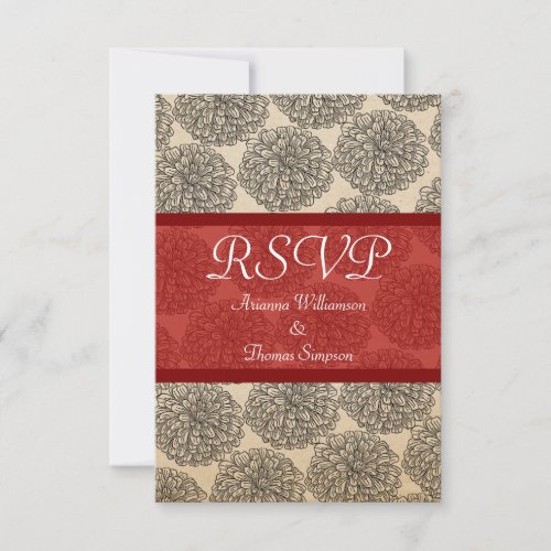 Vintage Zinnia Response Card, Red