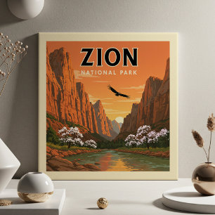 Vintage Zion National Park Ceramic Tile