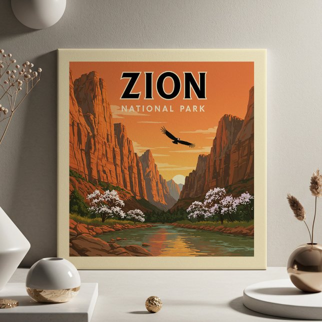  Vintage Zion National Park Ceramic Tile (Creator Uploaded)
