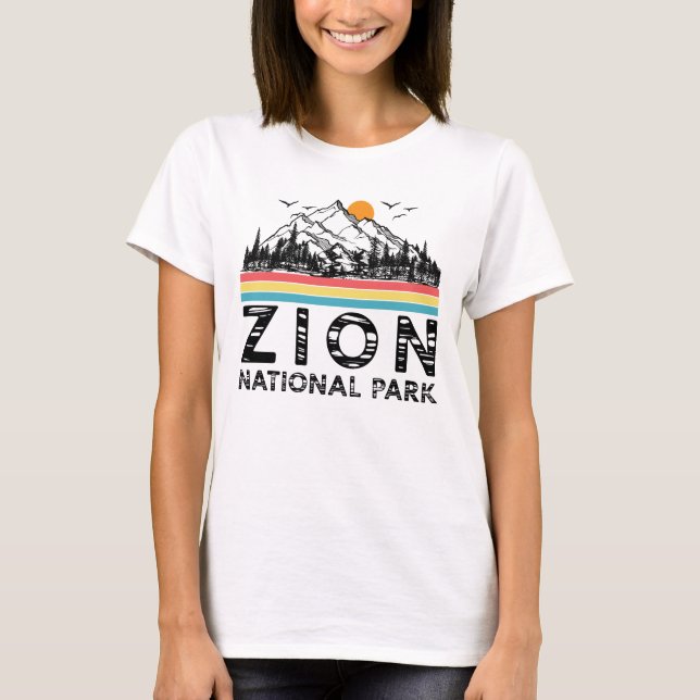 Vintage Zion National Park Retro Utah Mountain T-Shirt (Front)