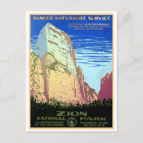 Vintage Zion National Park Travel Postcard