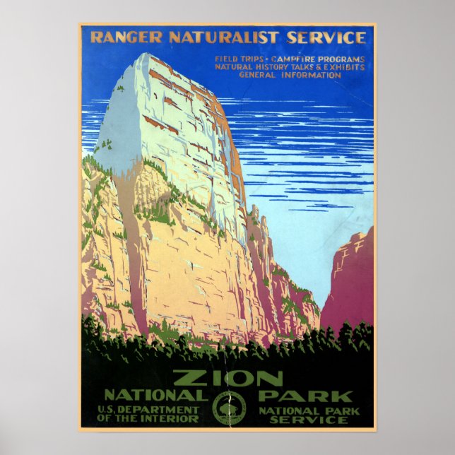 Vintage Zion National Park Travel Poster (Front)