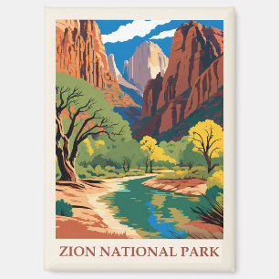 Vintage Zion National Park Utah Mountains Magnet