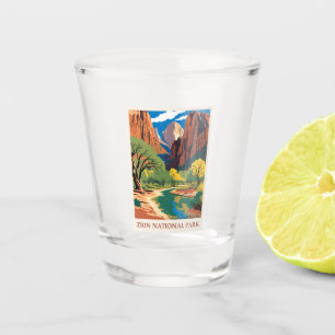 Vintage Zion National Park Utah Mountains Shot Glass