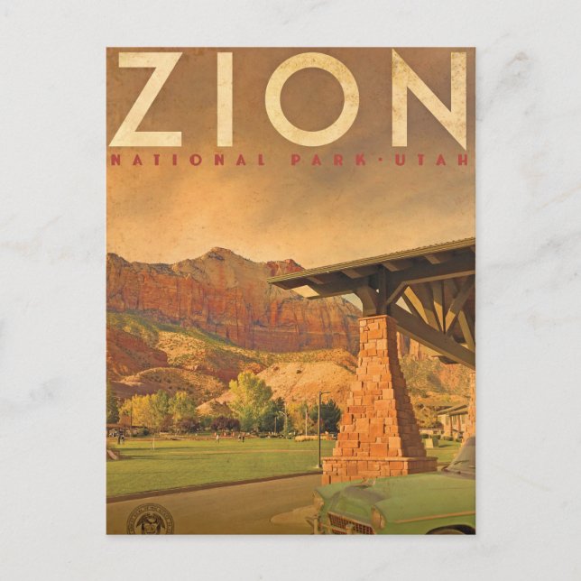 Vintage Zion National Park Utah Travel Postcard (Front)