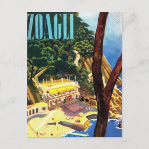 Vintage Zoagli Genova Italy Tourism Postcard