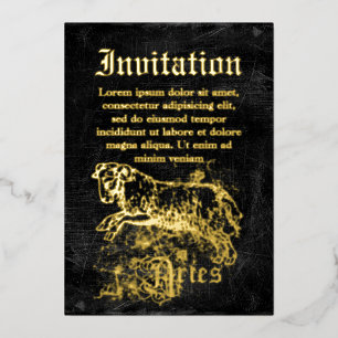 Vintage Zodiac Aries Foil Invitation