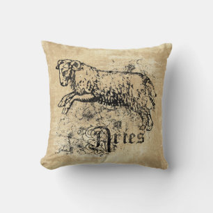 Vintage Zodiac Aries Throw Pillow