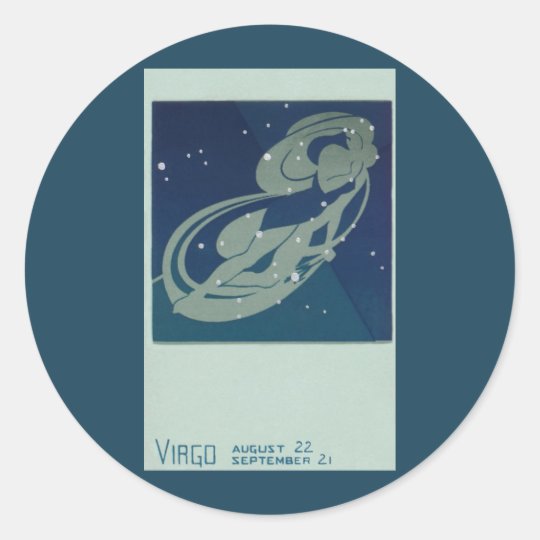 Vintage Zodiac Astrology, Virgo Constellation Classic Round Sticker