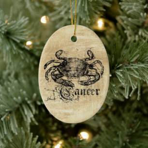 Vintage Zodiac Cancer Ceramic Ornament